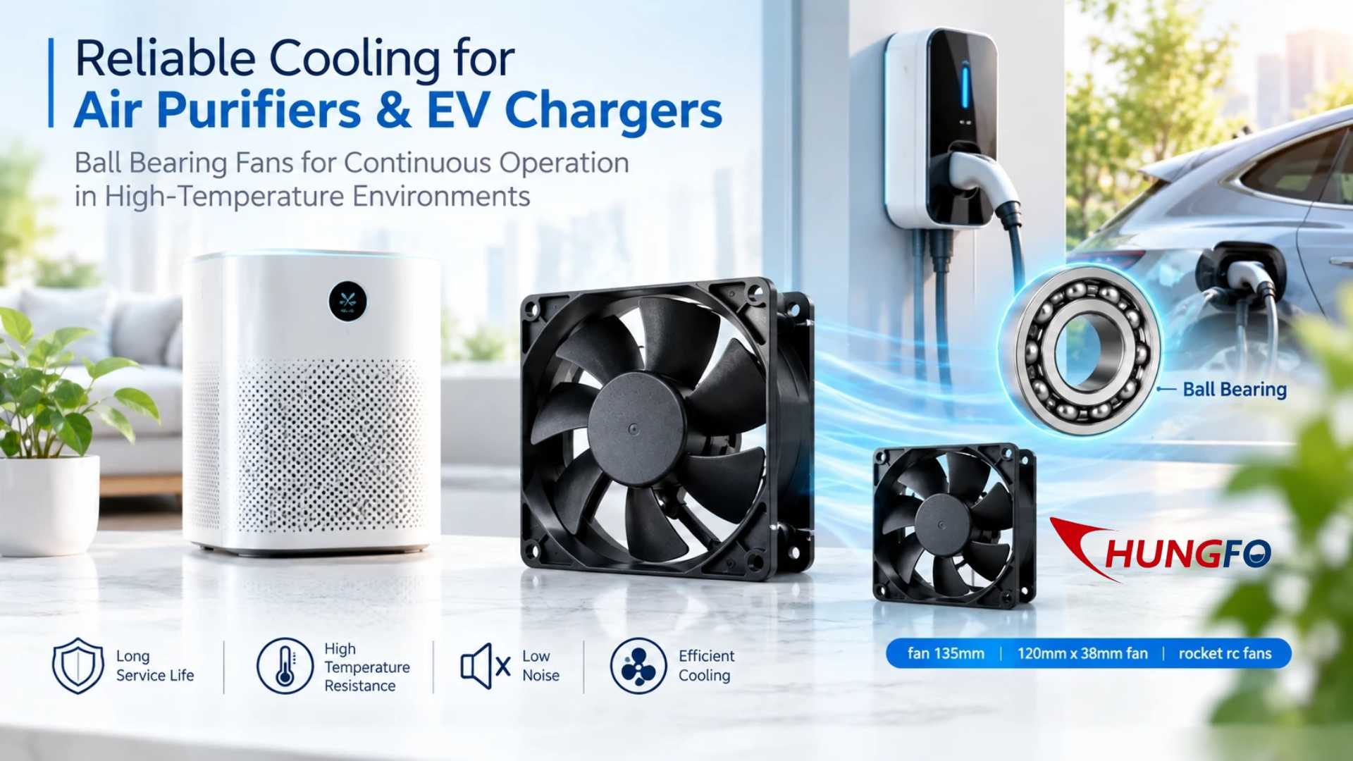 ¿Por qué los ventiladores de extracción con rodamientos de bolas son más fiables para la refrigeración continua en purificadores de aire y difusores de aroma?