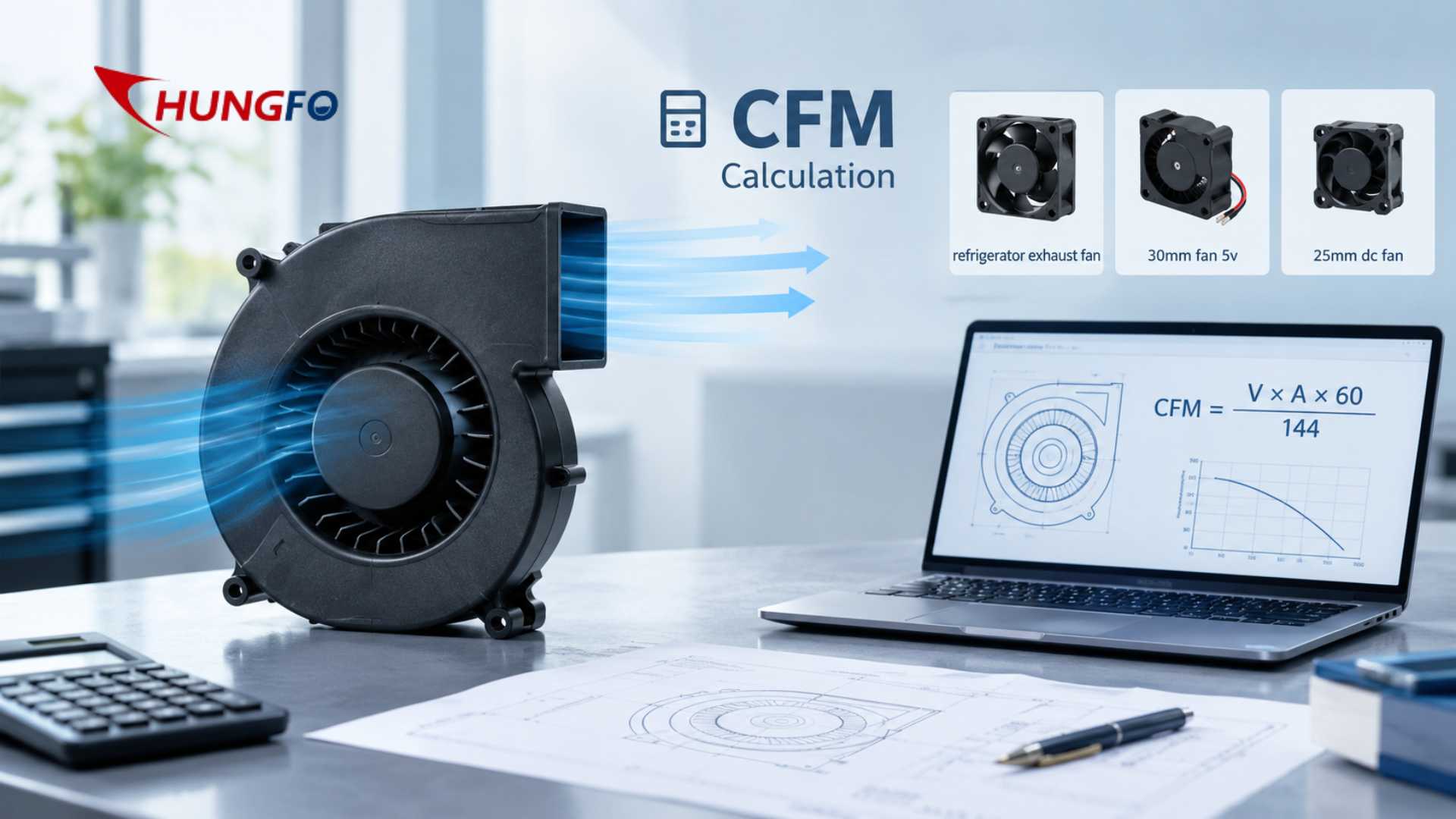 ¿Cómo se puede calcular el CFM requerido para una carcasa de ventilador centrífugo de plástico?
