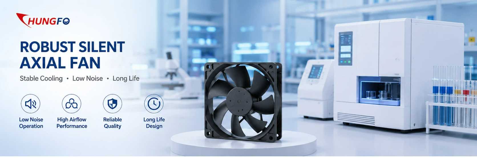 ¿Por qué es absolutamente necesario un ventilador axial silencioso y robusto para equipos de laboratorio de alta gama?